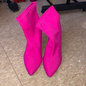 Neon pink ankle boots
